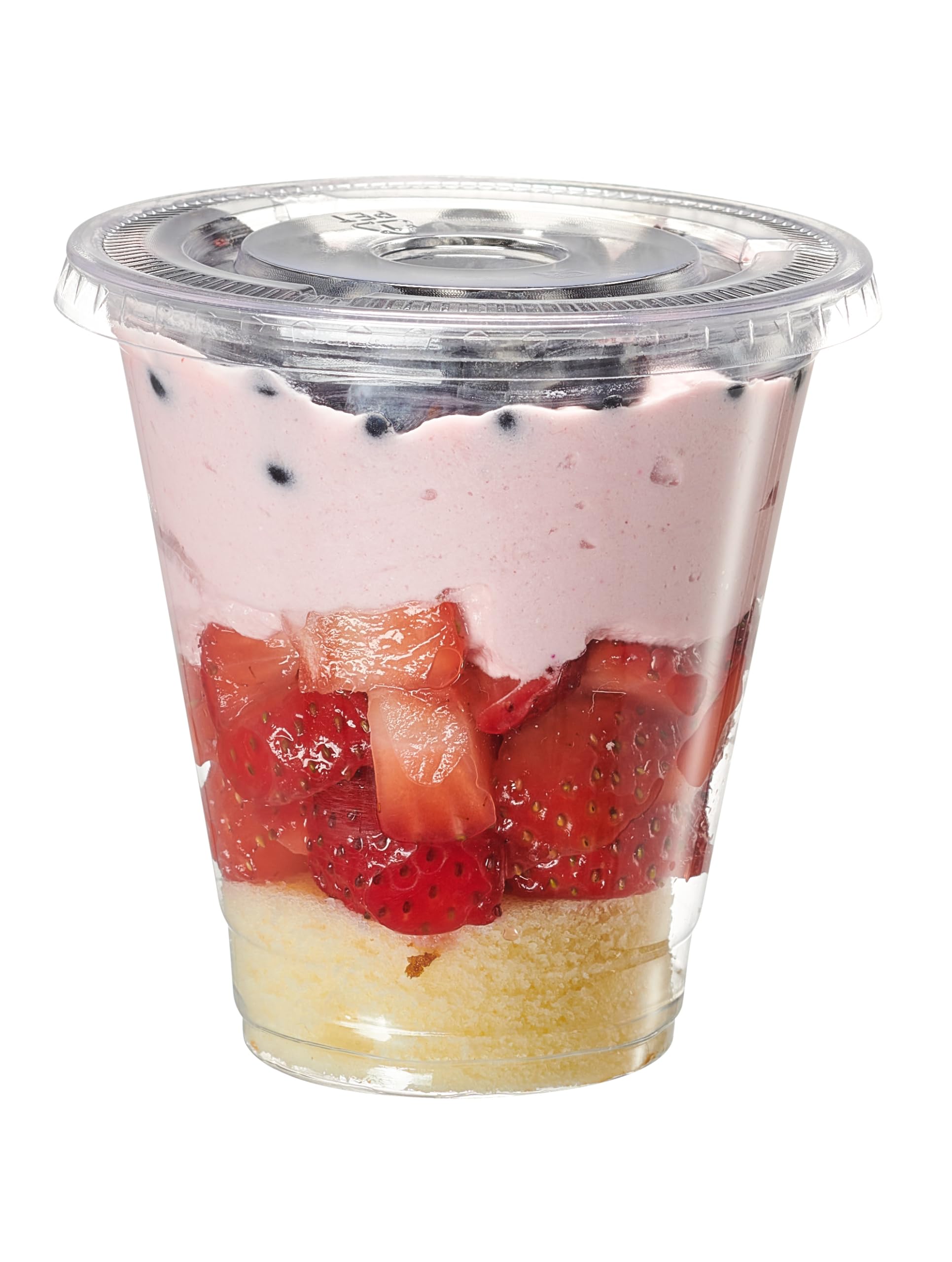 50 Sets 12 oz. Clear Plastic Cups With No Hole Flat Lids