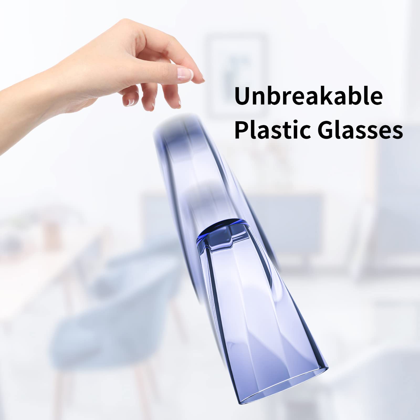 Unbreakable Plastic Cups Plastic Highball Drinking Glasses Tumbler, Large Water Tumbler Set (Set Of 6, 25 Oz) Dishwasher Safe (New Blue)