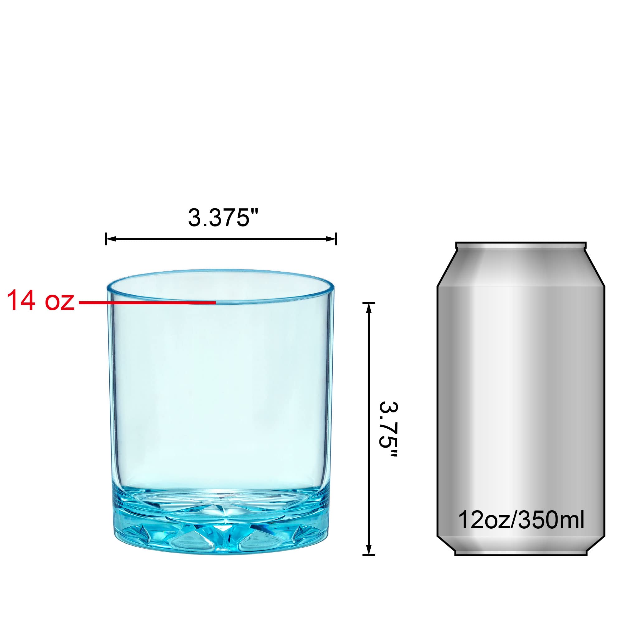 Liberty - 12-Ounce Plastic Tumblers (Set of 6), Plastic Drinking Glasses, Mixed-Color Reusable Plastic Cups, BPA-Free, Shatter-Proof, Dishwasher-Safe