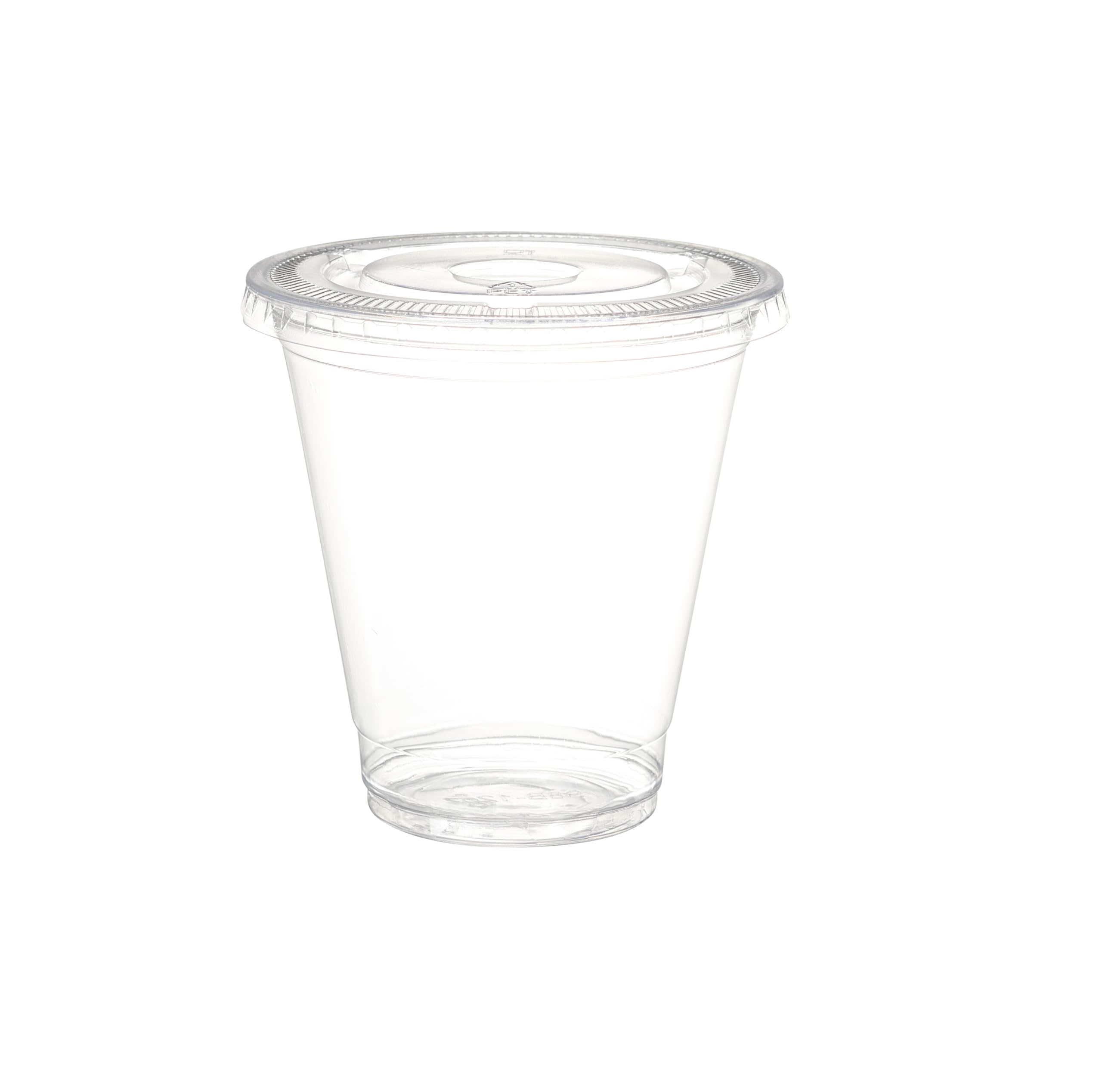 50 Sets 12 oz. Clear Plastic Cups With No Hole Flat Lids