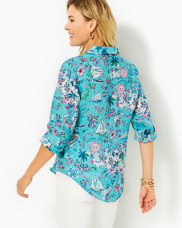 Sea View Linen Button Down Top