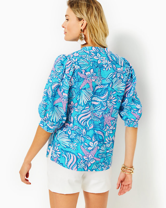 Mialeigh Elbow Sleeve Linen Top