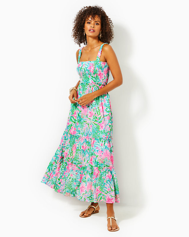 Hadly Smocked Cotton Maxi Dress