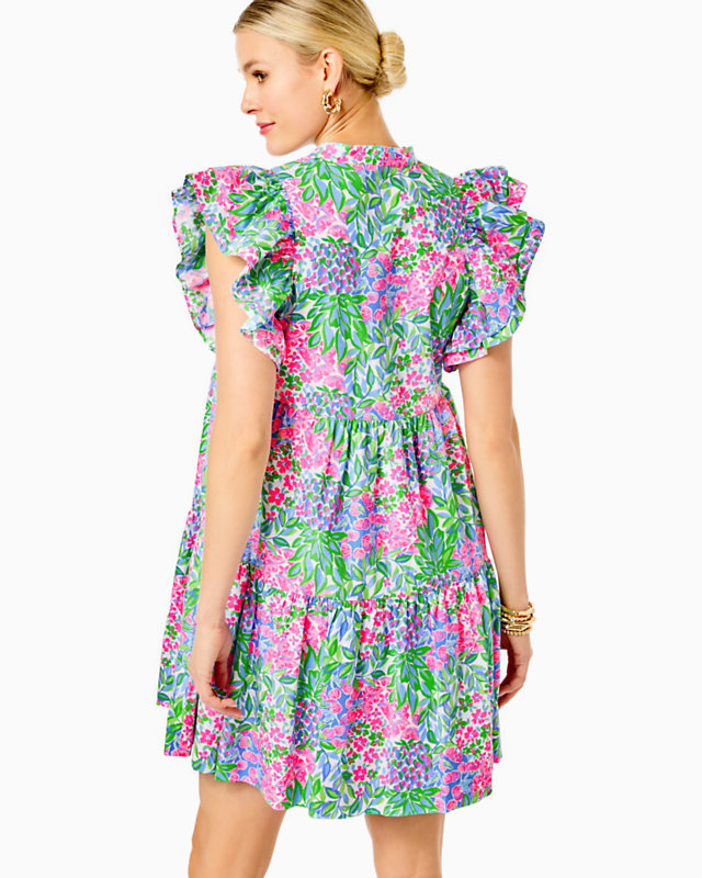 Aldena Ruffle Sleeve Cotton Dress