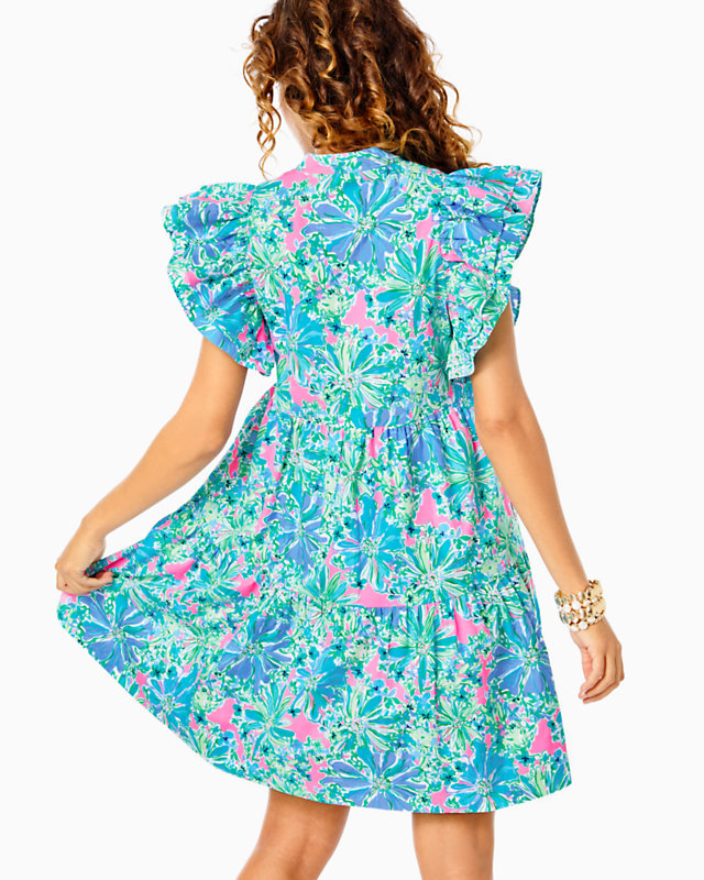 Aldena Ruffle Sleeve Cotton Dress