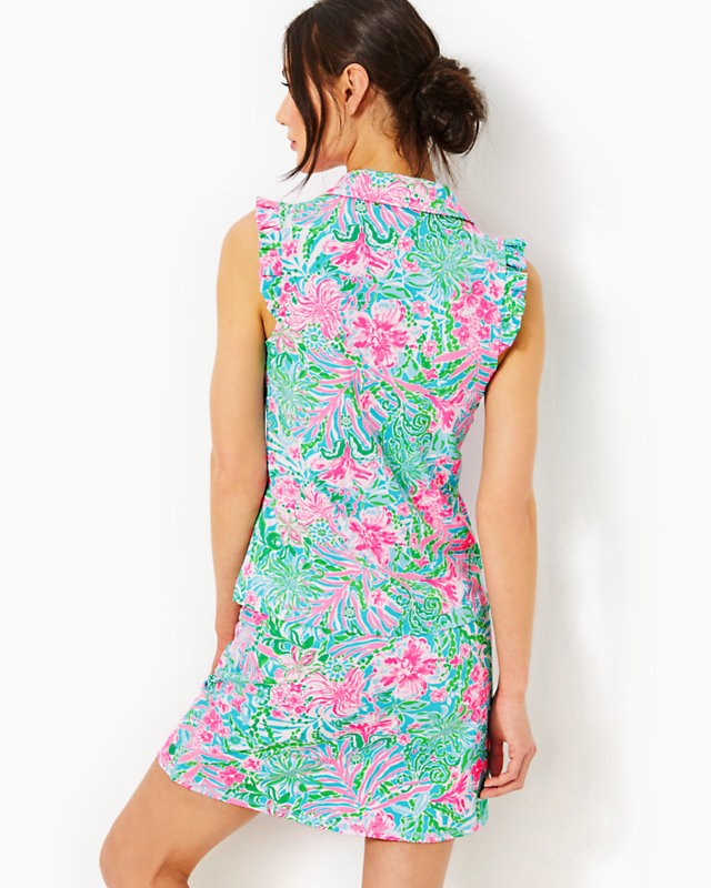 UPF 50+ Luxletic Frida Sleeveless Ruffle Polo Top