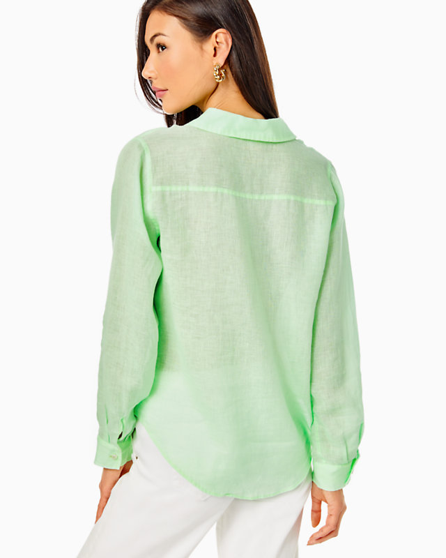 Sea View Linen Button Down Top
