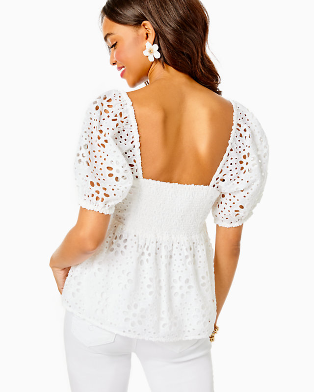 Kay Short Sleeve Eyelet Top