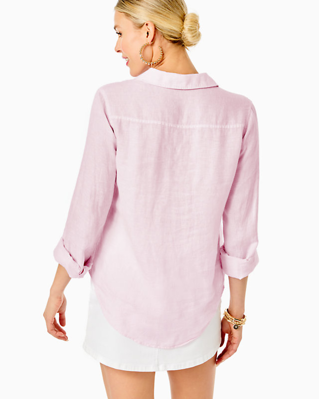 Sea View Linen Button Down Top