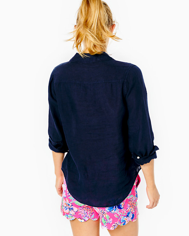 Sea View Linen Button Down Top