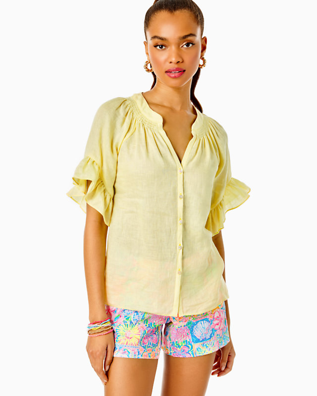 Tayla Short Sleeve Linen Top | Lilly Pulitzer Outlet