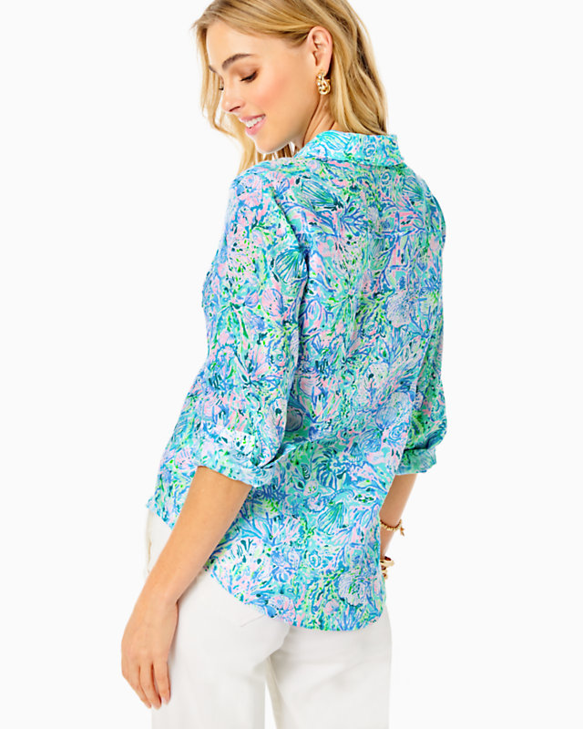 Sea View Linen Button Down Top | Lilly Pulitzer Outlet
