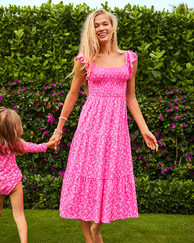 Jilly Smocked Midi Dress | Lilly Pulitzer Outlet