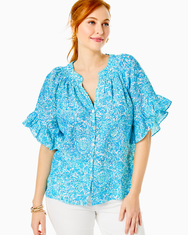 Tayla Short Sleeve Linen Top | Lilly Pulitzer Outlet