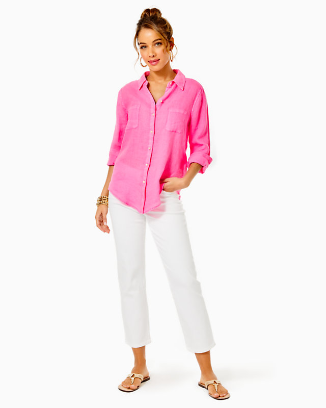 Sea View Linen Button Down Top | Lilly Pulitzer Outlet