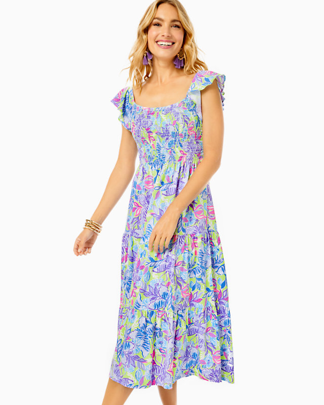 Jilly Smocked Midi Dress | Lilly Pulitzer Outlet