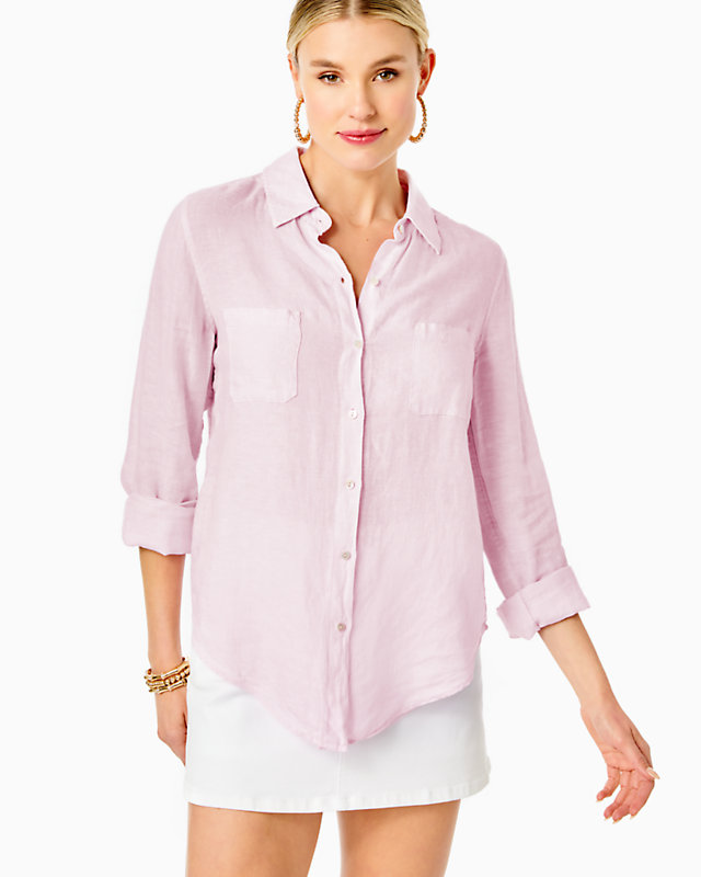 Sea View Linen Button Down Top | Lilly Pulitzer Outlet