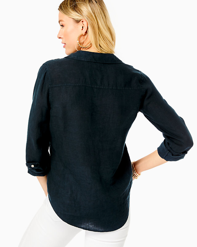 Sea View Linen Button Down Top | Lilly Pulitzer Outlet