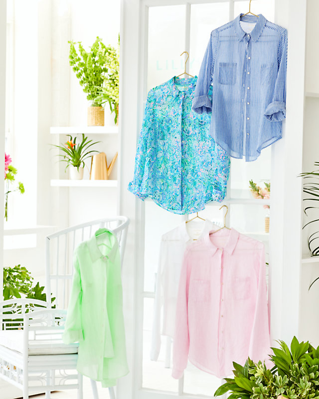 Sea View Linen Button Down Top | Lilly Pulitzer Outlet