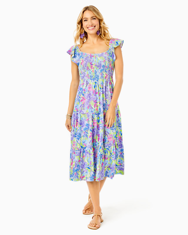 Jilly Smocked Midi Dress | Lilly Pulitzer Outlet