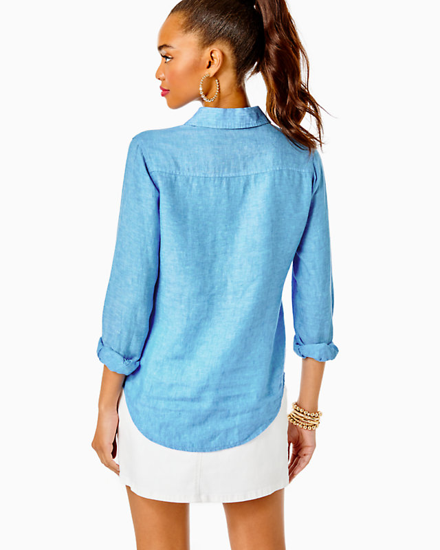 Sea View Linen Button Down Top | Lilly Pulitzer Outlet