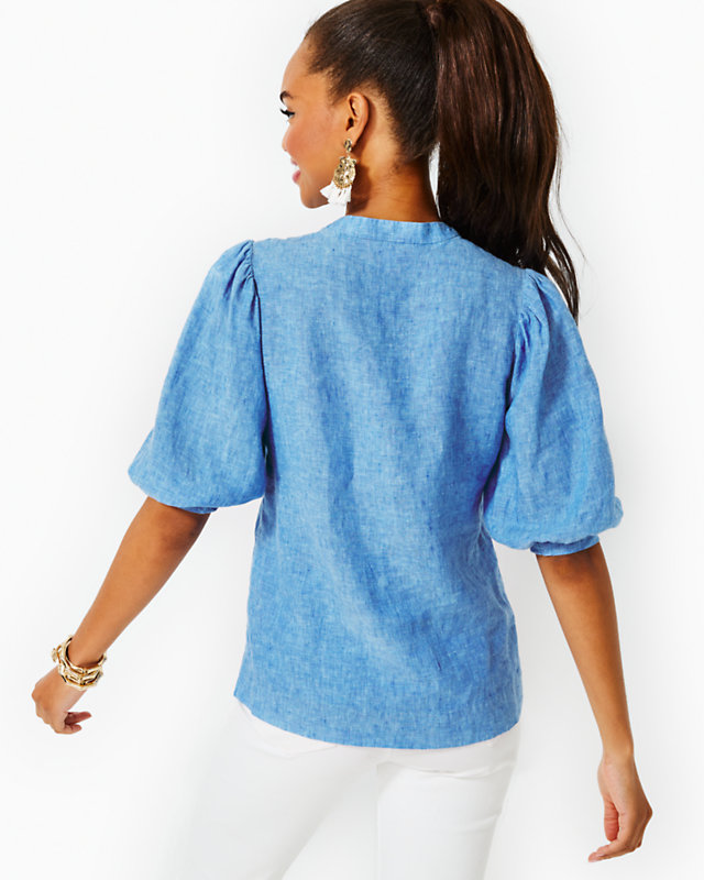 Mialeigh Elbow Sleeve Linen Top | Lilly Pulitzer Outlet