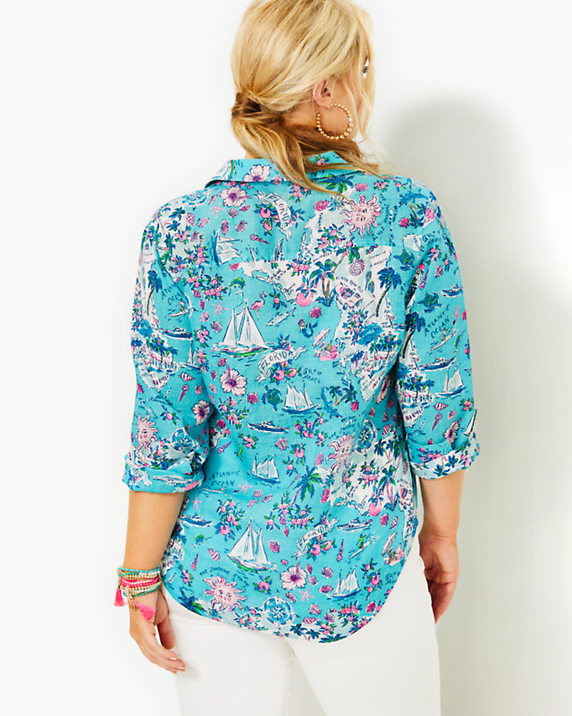 Sea View Linen Button Down Top | Lilly Pulitzer Outlet