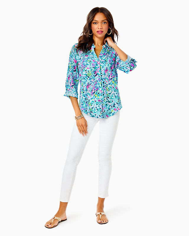 Sea View Linen Button Down Top | Lilly Pulitzer Outlet