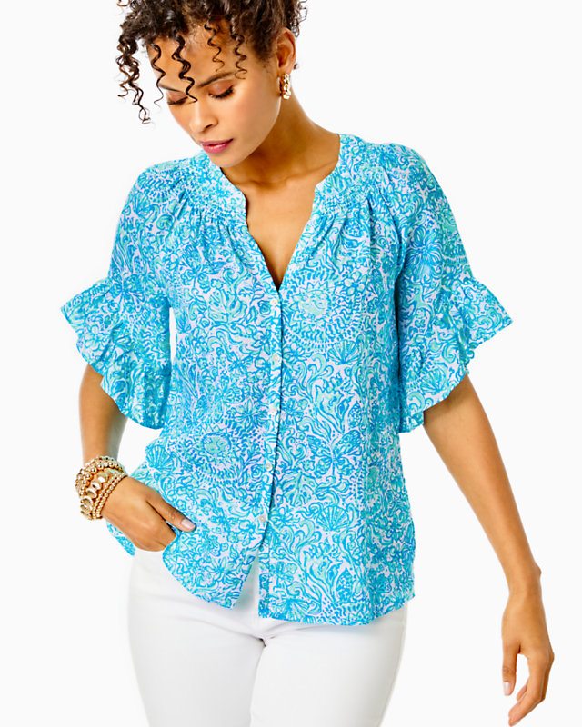 Tayla Short Sleeve Linen Top | Lilly Pulitzer Outlet