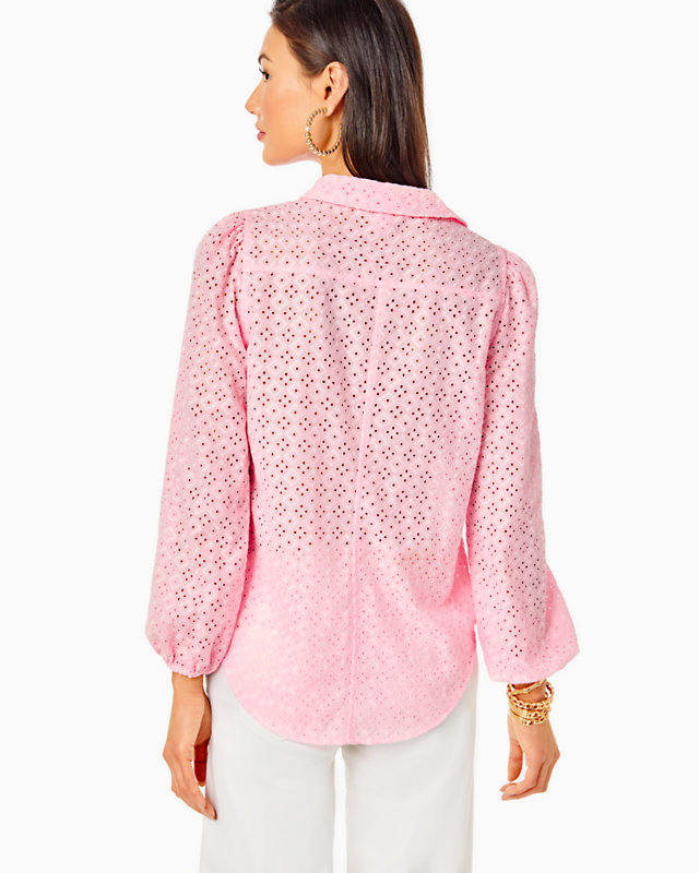 Sea Breeze Eyelet Button Down Top | Lilly Pulitzer Outlet