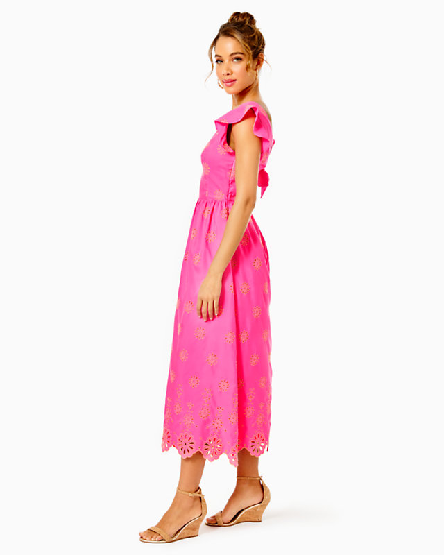 Lillyanne Flutter Sleeve Eyelet Midi Dress | Lilly Pulitzer Outlet