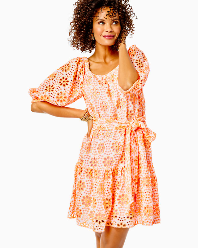 Kerrigan Elbow Sleeve Eyelet Dress | Lilly Pulitzer Outlet