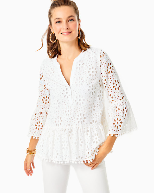 Bekah 3/4 Sleeve Eyelet Top | Lilly Pulitzer Outlet
