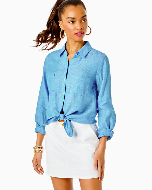 Sea View Linen Button Down Top | Lilly Pulitzer Outlet