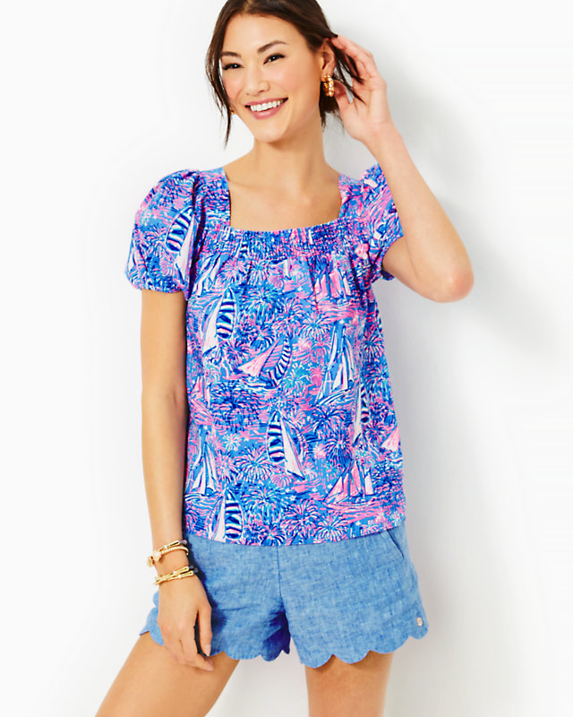 Keating Short Sleeve Linen Top | Lilly Pulitzer Outlet | Lilly Pulitzer Outlet