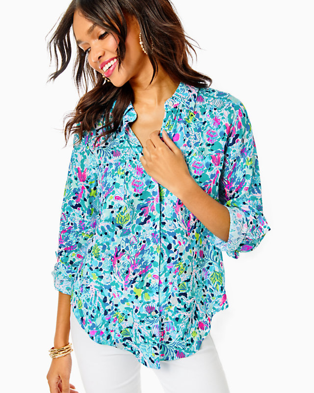 Sea View Linen Button Down Top | Lilly Pulitzer Outlet