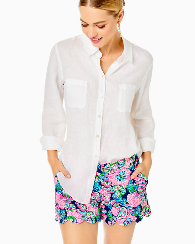 Sea View Linen Button Down Top | Lilly Pulitzer Outlet
