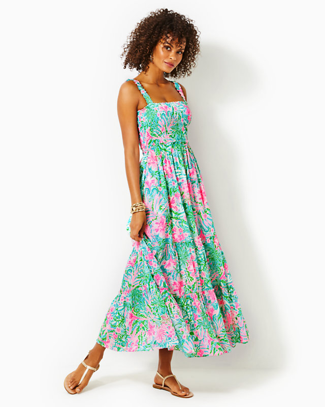 Hadly Smocked Cotton Maxi Dress | Lilly Pulitzer Outlet