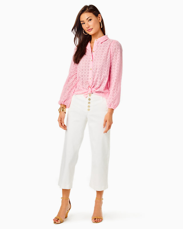 Sea Breeze Eyelet Button Down Top | Lilly Pulitzer Outlet