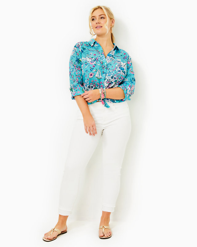 Sea View Linen Button Down Top | Lilly Pulitzer Outlet