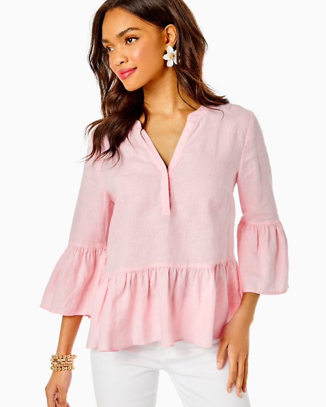 Bekah 3/4 Sleeve Linen Top | Lilly Pulitzer Outlet