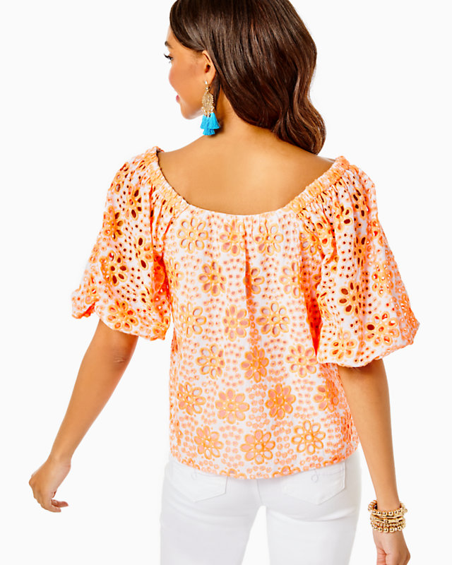 Kerrigan Elbow Sleeve Eyelet Top | Lilly Pulitzer Outlet