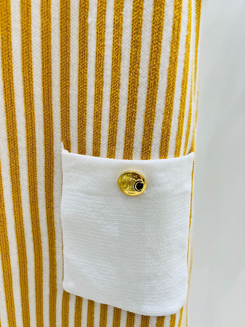 ❤️New Celine * 23 Summer New Line Colored Vertical Stripe Knitted Dress