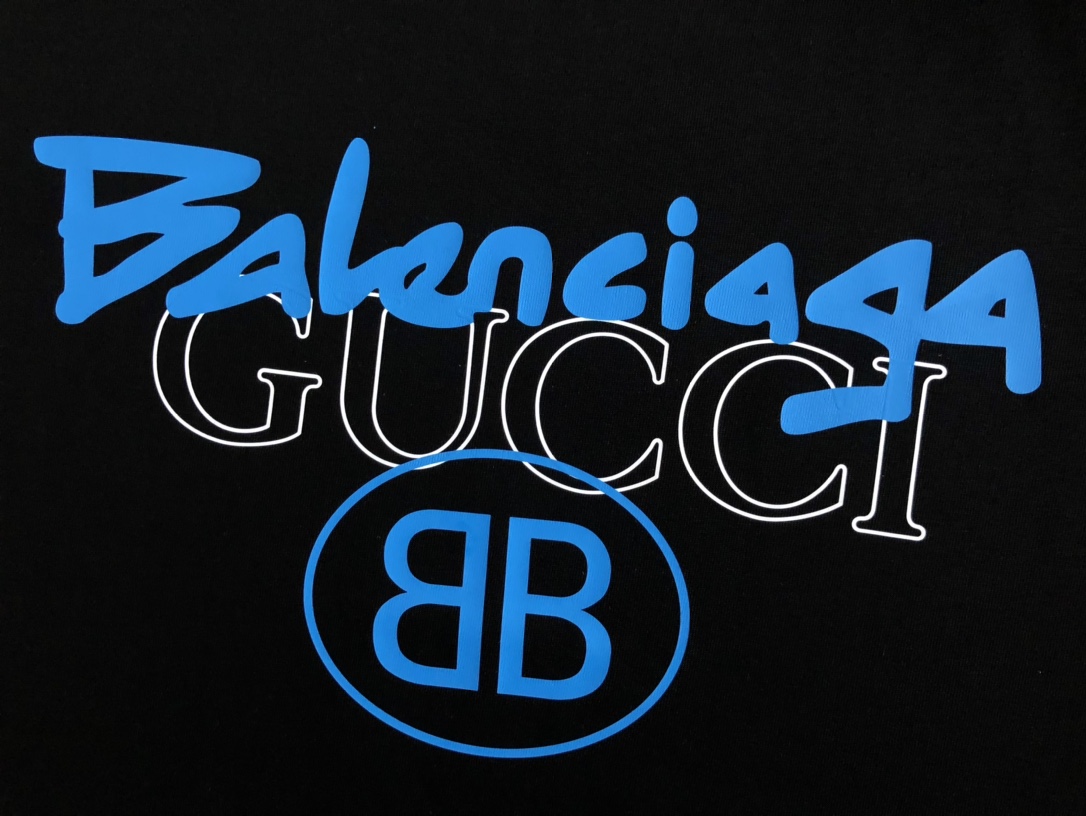 New   Balenciaga Top grade black and white dual color co branded lettered collar classic short sleeves