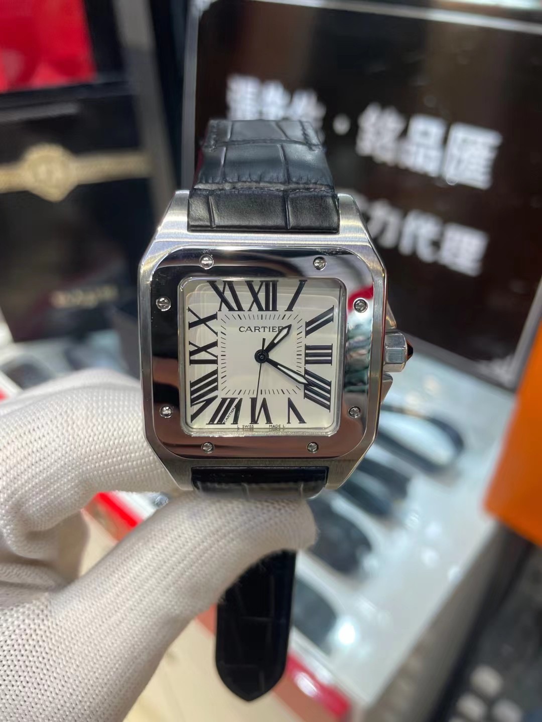 New Cartier Sandoz Series Men's Large Cowhide Watch