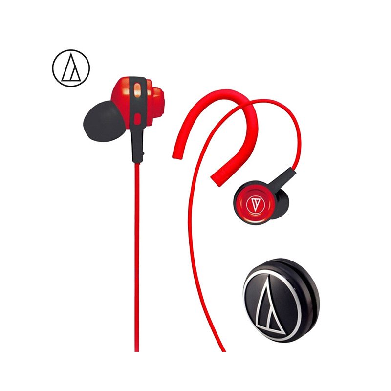 Original Audio-Technica ATH-COR150 Wired Earphone In-ear Sport Headset Adjustable Ear-hook Headphone Sweatproof Design Red