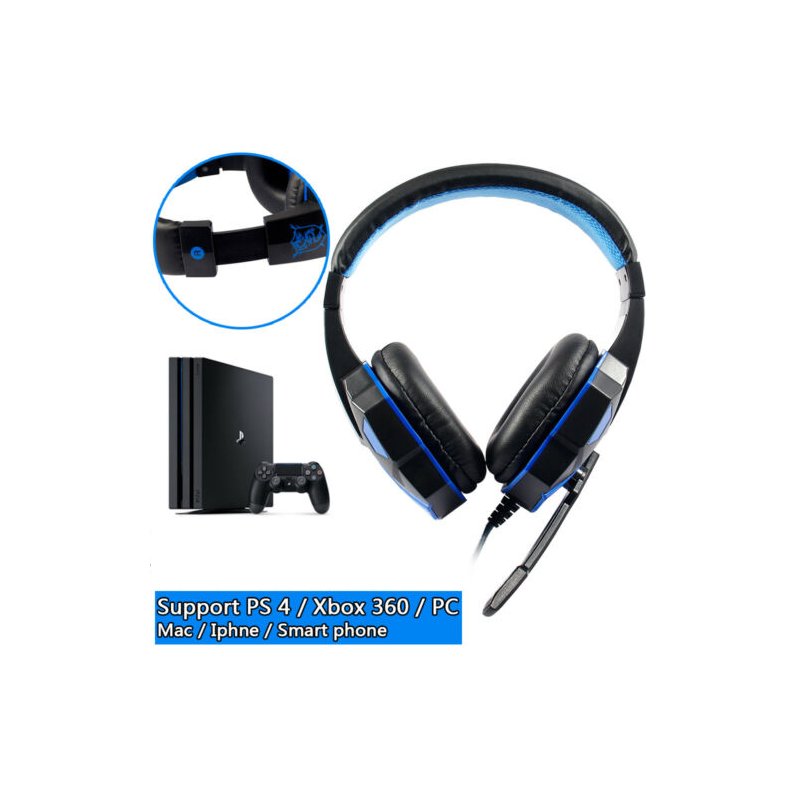 Wired Gaming Headset Headphone for PS4 Xbox One Nintend Switch iPad PC black blue Luminous