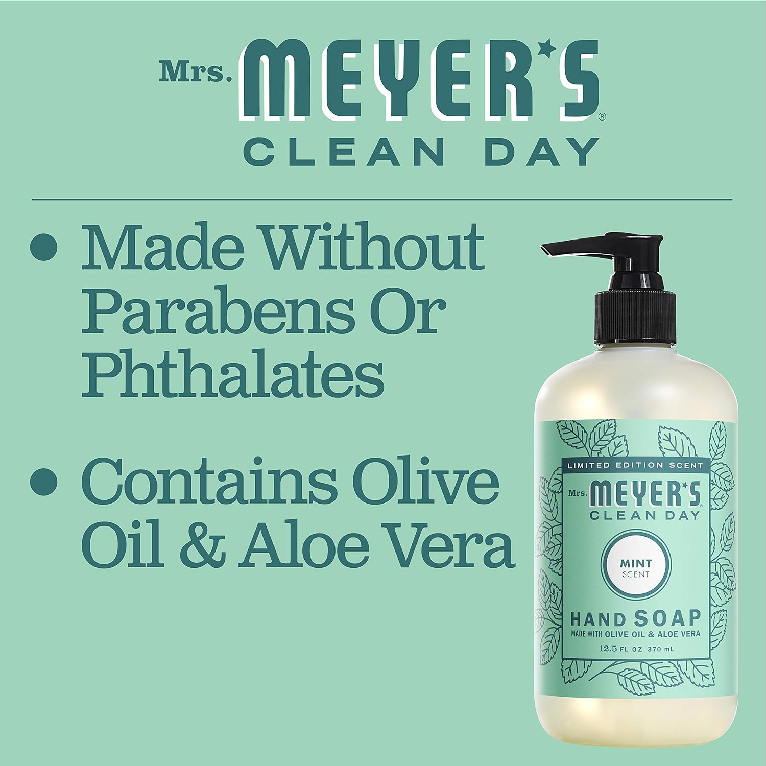 MRS. MEYER'S CLEAN DAY Hand Soap, Made with Essential Oils, Biodegradable Formula, Honeysuckle, 12.5 fl. oz - Pack of 3