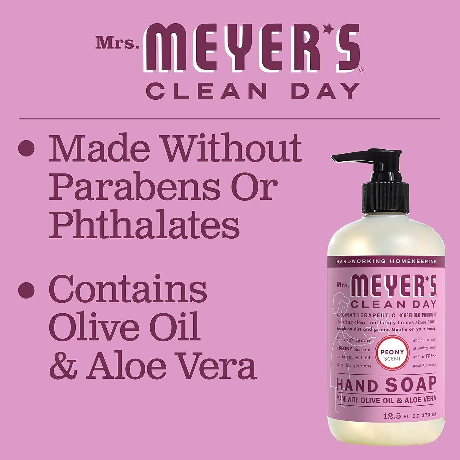 MRS. MEYER'S CLEAN DAY Hand Soap, Made with Essential Oils, Biodegradable Formula, Honeysuckle, 12.5 fl. oz - Pack of 3
