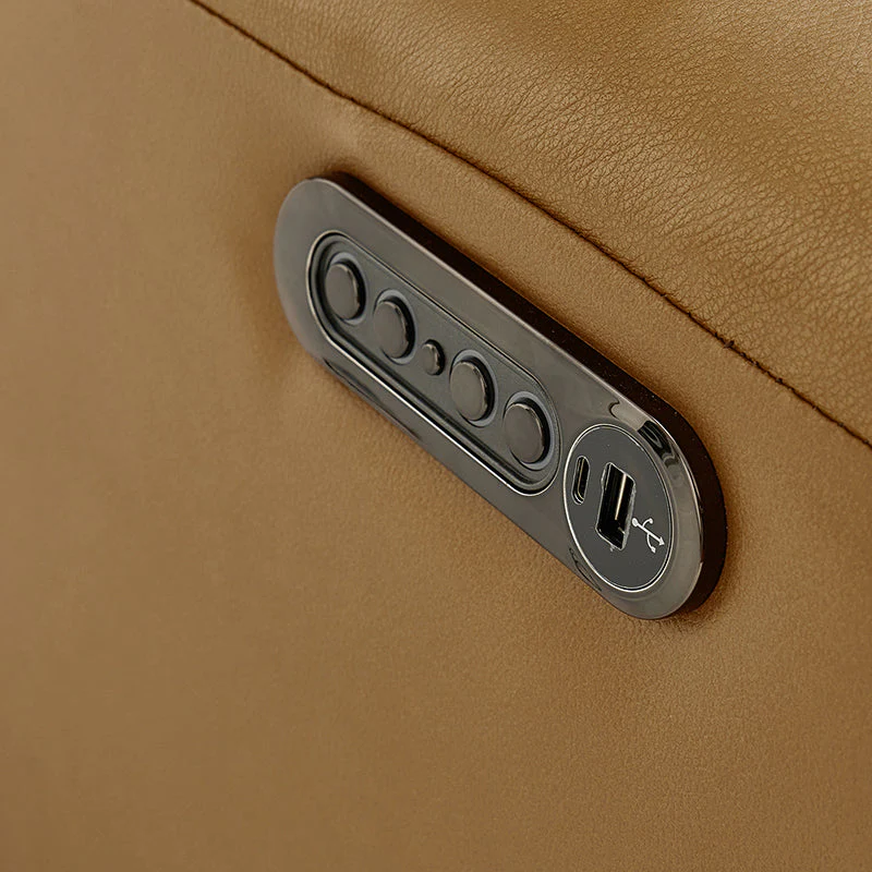 Raphael Genuine Leather Power Reclining Corner Sectional with USB and Type-C